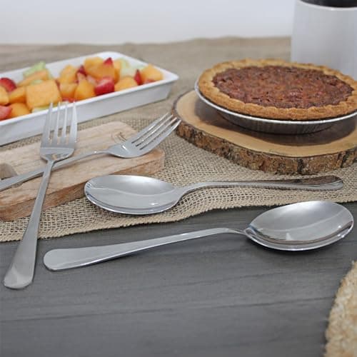 Cornucopia Brands Serving Spoons & Large Serving Forks Set (4 pack, 2 of each); Buffet & Banquet Style Elegant Classic Serving Utensils 5