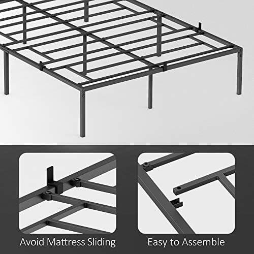 IDEALHOUSE Full Size Bed Frame, Metal Full Platform Bed, 14 Inch No Box Spring Needed, Easy Assembly, Black Mattress Foundation 5