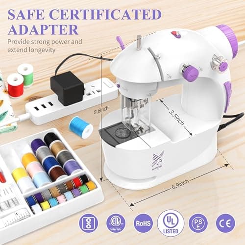KPCB Tech Sewing Machine for Beginners [Full Set] with Finger Guard and Fabric Bundles - Mini Sewing Machine with Sewing Kits, Foot Pedal, US Adapter and Extension Table 5