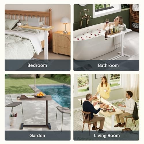 FLEXISPOT H7 Adjustable Overbed Bedside Table with Wheels Pneumatic Mobile Standing Desk Laptop Desk Rolling Computer Cart Movable Overbed Table Hospital Home Use(27.6" W x 15.7" D, White) 8