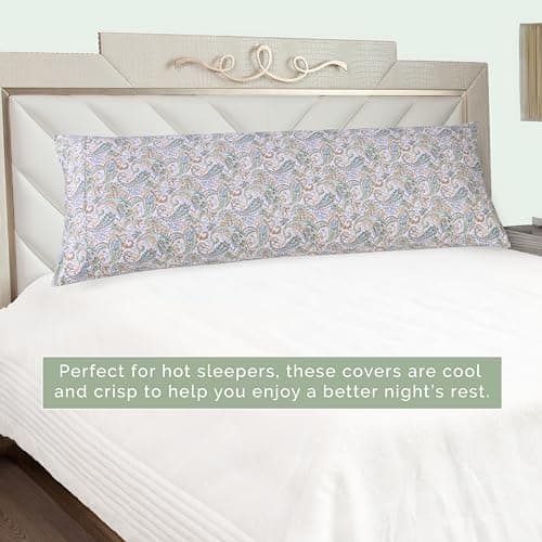 Elegant Comfort Ultra Soft 1-Piece Set Floral Print Pillowcases - 1500 Premium Hotel Quality Microfiber, Soft and Smooth Hidden Zipper Closure 1-Piece Pillow Covers - Body Pillowcase, Paisley Teal 5