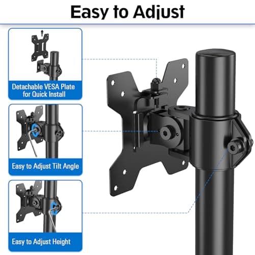 MOUNTUP Single Monitor Mount, Adjustable Monitor Stand for Max 32 Inch Flat Curved Computer Screen, Monitors Arm Desk Mount Fit VESA 75x75& 100x100, up to 17.6lbs, with C-Clamp and Grommet Base, Black 5