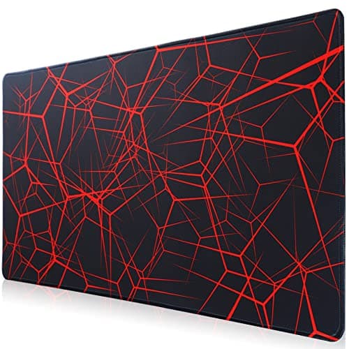 Hosimoln Gaming Mouse Pad, Large Mouse Pad Size 27.5x11.8 Thickness 0.12 inches,Premium-Textured Non-Slip & Waterproof Computer Mousepad with Stitched Edges for Gaming, Office & Home-70x30 Rednet