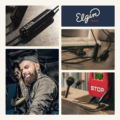 Elgin Ruckus Wireless Bluetooth Earplug Headphones, 25 dB Noise Reduction Ear Plug Earbuds, Noise Cancelling Mic, 12 Hour Battery, IP65 sweatproof, OSHA Compliant Hearing Protection, Work Safety 7