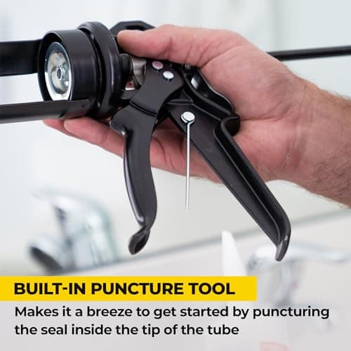 AWF PRO Heavy Duty Caulk Gun, 18:1 Thrust Ratio, Steel Frame Construction, Rotating Barrel, Ladder Hook, Puncture Tool & No Drip Pressure Release Tab, 10 oz Caulking Gun 7
