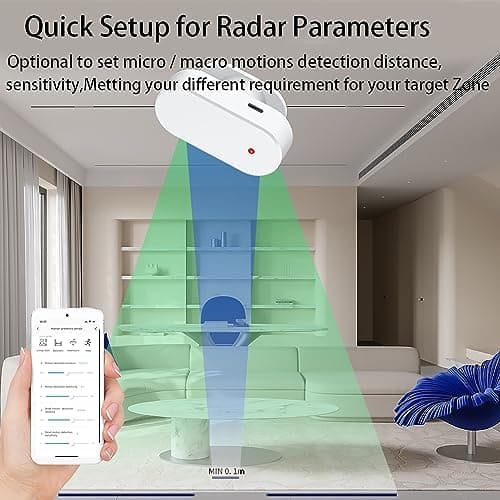 WiFi Human Presence Sensor,24G Mmwave Radar Smart PIR Motion Sensor,Occupancy PIR Motion Sensor,No Hub Needed,for Home Security Home Automation 5