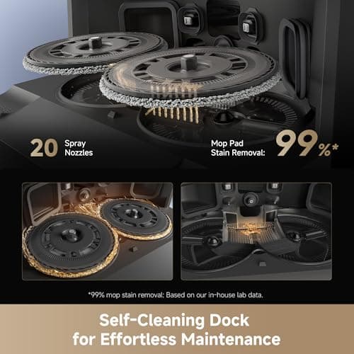 DREAME L40s Ultra Robot Vacuum and Mop, Auto-Empty, Mop Self-Cleaning, 1,9000Pa Suction, 100% Detangling DuoBrush, Extending Mops and Side Brush, 40mm Obstacle Clearing, App & Voice Control (Black) 6