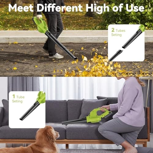 Leaf Blower Cordless with 2 Battery and Charger, 130MPH 180CFM High Speed Leaf Blower with 2 Tubes, 20V Electric Leaf Cleaner, Lightweight Handheld Blowers for Lawn Care, Patio, Garden, House, Depot 4