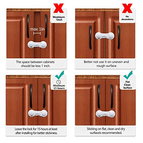 Cabinet Locks - Adoric Life Child Safety Locks 4 Pack - Baby Safety Cabinet Locks - Baby Proofing Cabinet Kitchen System with Strong Adhesive Tape 5