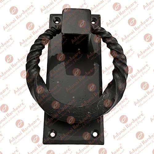 Adonai Hardware Baalath Antique Heavy Duty Forged Front Entry Sturdy Ring Door Knockers (1 Pack, Matte Black) for Vintage Wooden Barn Shed Doors, Gates, Fences, Furniture, Castle and Farmhouse 4