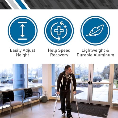 BodyMed Aluminum Crutches, Tall (Pair) - Adjustable Height (5'10" - 6'6"), Lightweight Design, Padded Underarm Cushions & Hand Grips, Non-Slip Rubber Tips - Supports Up to 300 Pounds 7