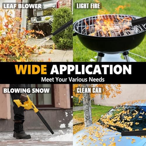ADOTOCAM Cordless Leaf Blower for Dewalt 20V Max Battery(Not Battery), 130 MPH Electric Leaf Blower, Variable Speed Battery Powered Leaf Blowers for Yard Lawn Care/Snow Blowing, Yellow-3, JR-CYJ-02 6