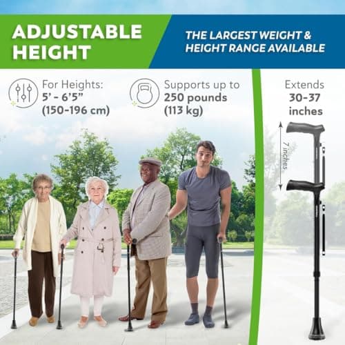 HONEYBULL Walking Cane for Men & Women – Foldable, Adjustable, Lightweight Cane with Air Cushion Tip for Stability & Ergonomic Grip, Heavy Duty Walking Sticks for Seniors (Black) 6