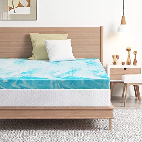 EGO Topper 4 Inch Twin Memory Foam Mattress Topper, Gel Foam Mattress Topper for Pressure Relief, Ventilated Design Bed Topper in a Box, CertiPUR-US Certified, 38"×75", Medium