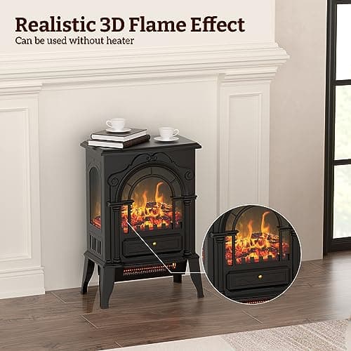 16 inch Electric Fireplace Heater Fireplace Stove Portable Freestanding Fireplace Heater for Indoor Use 5