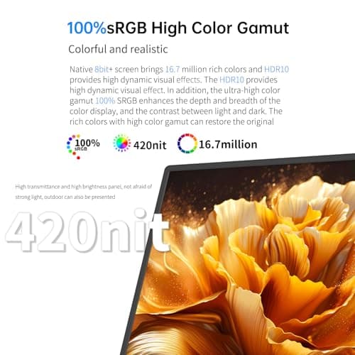 Thrygo 10.5" Portable Monitor, 3:2 1280P FHD IPS Display with HDR10, 420 Nits 60Hz, Dual USB-C & Mini HDMI, Adjustable Stand, Ultra-Slim Mini Screen for Laptop PC Phone Game Consoles Raspberry Pi 4