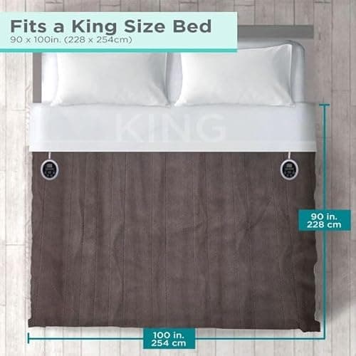 BLACK+DECKER Heated Blanket Electric King, Micro Plush Electric Blanket, Heating Blanket with 10 Heating Levels, 10H Timer, Auto Shutoff, Dual Zone Heating, Fast Heating (90x100 inches, Grey) 8