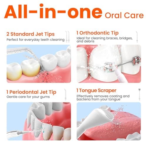 Water Dental Flosser Pick for Teeth - 300ML Portable Cordless Oral Irrigator, Rechargeable Irrigation Cleaner Professional Electric Flossing Machine for Teeth Cleaning Power Flosser Travel (Black) 8