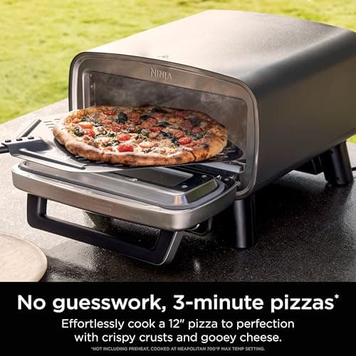 Ninja Artisan Outdoor Pizza Oven, 12-inch, 3-minute Pizza, Neapolitan, Thin Crust, New York Chicago, Custom, 700F Max Temperature, Electric Heat, Bake, Broil, Proof, Warm, MO201 7