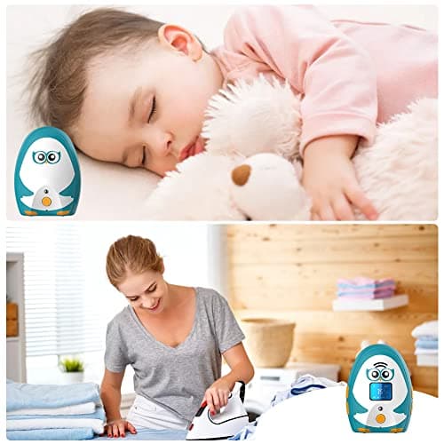TIMEFLYS Audio Baby Monitor OL Portable, Talk Back Intercom, Long Range up to 1000 ft, Temperature Monitoring and Warning, Lullabies, Vibration, LCD Display, 2 Cables 2 Sets of Rechargeable Battery 7