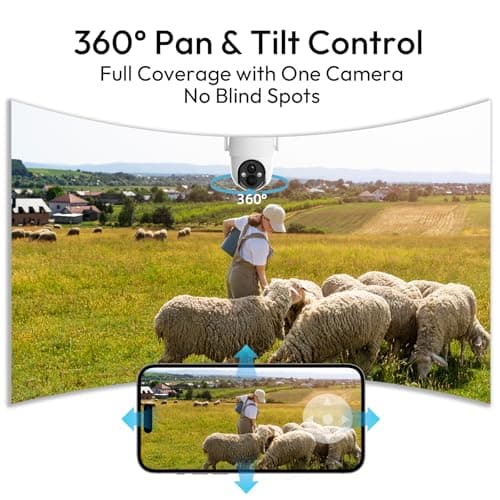 Rraycom 4G LTE Cellular Security Camera Wireless Outdoor, No WiFi Solar Powered Camera,360° Live View, 2K Color Night Vision, PIR Motion Sensor, 2 Way Talk, Includes SIM Card,Waterproof,Works w/Alexa 6