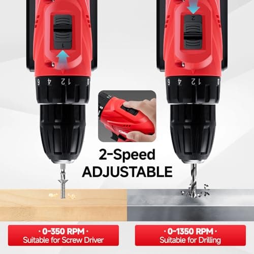 Cordless Drill Set, 2025 Upgraded 20V Power Drill Cordless, Electric Power Drills Set Tool with Battery and Charger 20 Volt Driver Kit, Electric Drills Set for Home Improvement 6