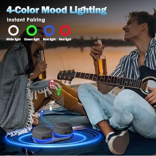 Dual Bluetooth Speaker Set with Magnetic Base & Phone Stand - TWS Stereo Sound, 10H Playtime, 3H with RGB Music Lights On- Bluetooth Wireless Speaker for Home Theater, Outdoor,TV Watching, Multi Room 6