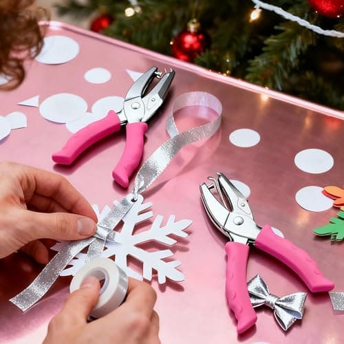 CNTVO Single Hole Punch, 2 Pcs 1/4" and 1/8" Hole Puncher with Pink Soft Grip for Home, Office and Classroom, Handheld Circle Small Hole Paper Punch for Crafts, Scrapbooks, Tags, Tickets 7