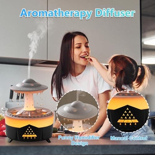 Essential Oils Diffusers for Home 350ml, Aromatherapy Diffusers for Essential Oils Large Room with R/C, 7 Color & 3 Lighting, Cool Mist Humidifiers for Bedroom & 3 Timers Office Yoga Black 5