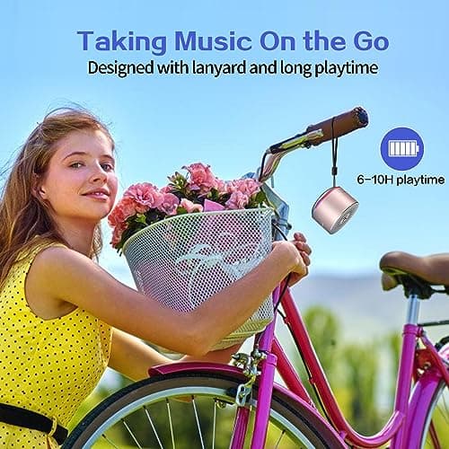 LENRUE A2 Portable Wireless Bluetooth Speaker with Lights and Lanyard,5W Mini Small Metal Speakers Bluetooth 5.0/Aux-in for iPhone Android Home Outdoor, Gifts for Women/Girls 5