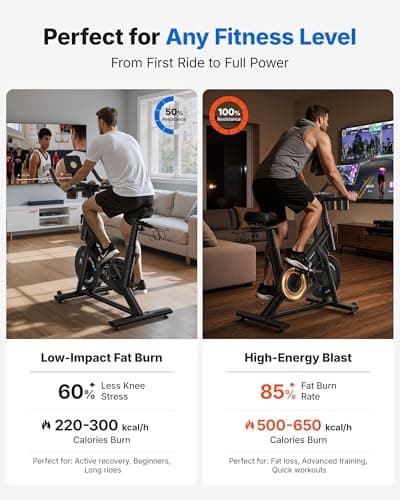 Merach Exercise Bike, Brake Pad/Magnetic Stationary Bike with Exclusive App, Low Noise Indoor Cycling Bike with 270LBS Weight Capacity, Dumbbell Rack and Fitness Courses for Weight Loss 6