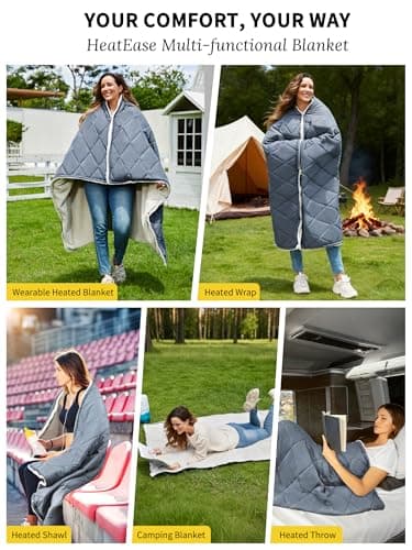 Heated Blanket Battery Operated, 12V Portable Wearable Heated Shawl Poncho with 3 Heating Modes,Electric Heating Outdoor Blanket Throw for Camping,Traveling,Picnics,Car,50''X70'' 6