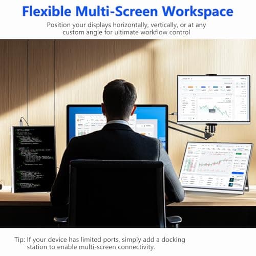 Veout External Second Screen for MacBook Pro (Silver), 1920x1200 IPS 16 inch Travel Monitor with Aluminum Metal Stand, Dual Type-C/Mini HDMI 16:10 Portable Display for iMac/Laptop/Mini PC 2