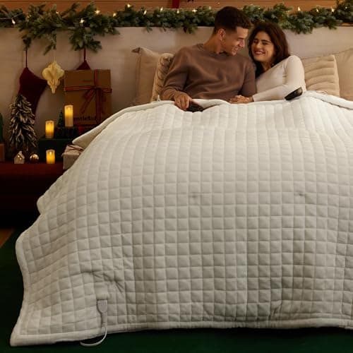 Bedsure Electric Blanket Queen Size - Quilted Winter Bedding of Thick Flannel, Dual Control Heated Blanket with 10 Heat & 10 Time Settings, Fast Heating for Cold Sleepers (84x90 inches, Ivory) 9