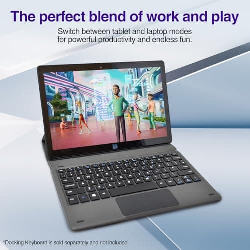 Fusion5 10.1" Windows 11 Professional Tablet PC - Ultra Slim Full HD Windows Tablet Computer - 8GB RAM, 256GB M.2 SSD, 10 Inch Display, 5G WiFi, Intel Quad-Core CPU, USB 3.0, Micro HDMI, Dual Cameras 5