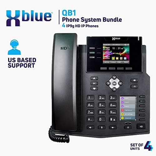 Xblue QB System Bundle with 4 IP9g IP Phones Including Auto Attendant, Voicemail, Cell & Remote Phone Extensions & Call Recording, Black, (QB1004) 7