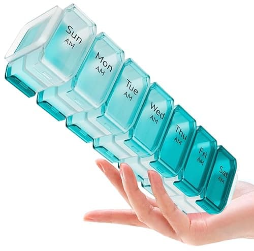 Extra Large Pill Organizer 2 Times a Day – XL Pill Box 7 Day with Big AM/PM Compartments – Fits Large Vitamins, Supplements & Gummies, for 7 or 14-Day Use, Color-Coded, Senior-Friendly, No Spills