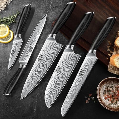 HOSHANHO 5 Pieces Knife Set, Professional Powder Steel Chef Knife Set, Ultra Sharp Japanese Kitchen Knives Set with Ergonomic Pakkawood Handle 7