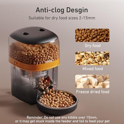 Automatic Cat Feeder - 2L Cat Food Dispenser, Timed Auto Pet Feeder with 180-day Battery Life, 1-6 Meals Per Day, 1-16 Portion, Desiccant Bag Keeps Dry Food Fresh, Also for Small Dogs 5