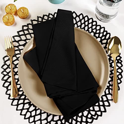 Utopia Kitchen Black Cloth Napkins [12 Pack, 18x18 Inch] Absorbent Cotton Blend Washable and Reusable for Dinner, Restaurant, Lunch, Wedding and Hotel 8