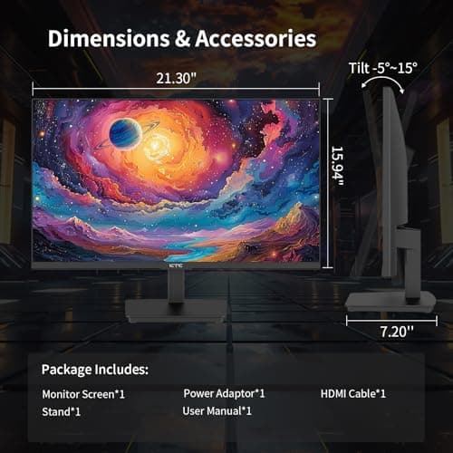 KTC 24 Inch QHD 100Hz Computer Monitor IPS 2K, 1300:1 Contrast, Anti-Blue Light Screen, 122% sRGB, FreeSync & G-Sync Compatible, HDMI2.0 & Display Port 1.4, PC Monitor for Gaming Office Work H24T27 8