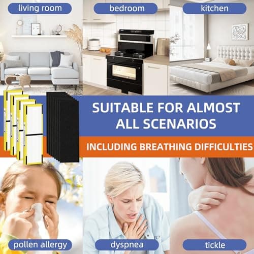 FLT4825 HEPA Filter B Replacement Compatible with G-Guardian Air Purifiers AC4825 AC4825E AC4825W AC4300 AC4800 AC4900 AC4850,4 H13 True HEPA Filters+8 Carbon Pre-Filters 6