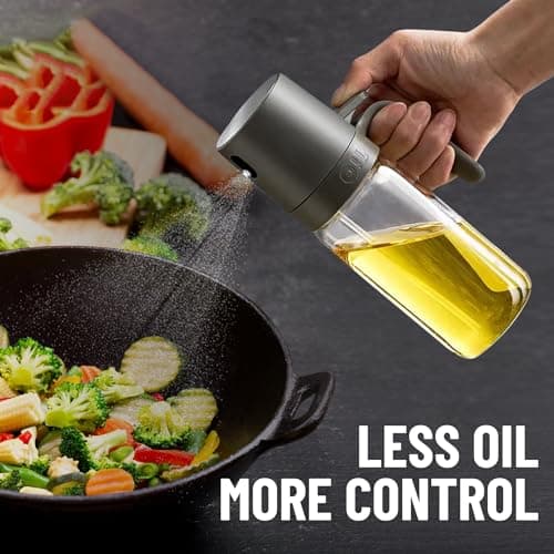 VuseOne Oil Sprayer Kitchen Gadget for Cooking High Borosilicate Glass Oil Sprayer Mister, 250ml Olive Oil Spray Bottle for AirFryer, Salad, BBQ, Kitchen Baking, Roasting, Dark Gray 7