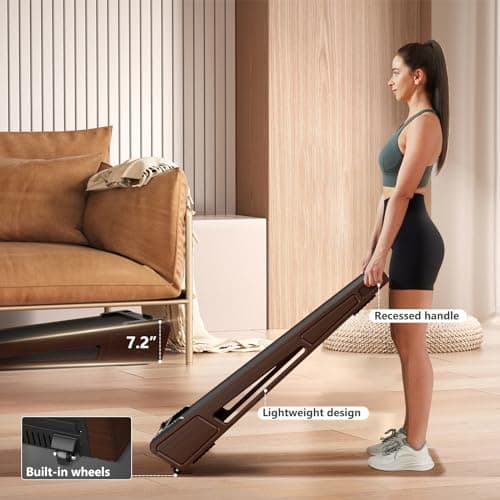 GOYOUTH Walking Pad with 5% Incline, Under Desk Treadmill, Compact Jogging Machine, Wooden Treadmills for Home Office & Small Space, 12 HIIT Programs 5