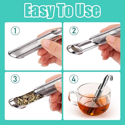 3 Pcs Tea Infuser and 1 Brush, tea diffusers for loose teaTea Infuser for Loose Tea Leaf, Coffee, Spices, Seasonings,Tea Infusers Pen with Hook 6