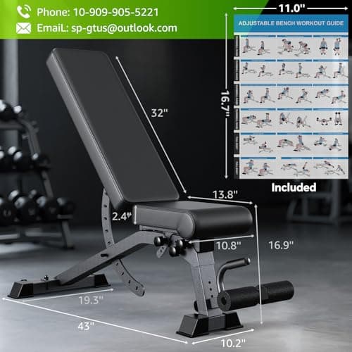 Adjustable Weight Bench with 12x4x4 Positions, 1200LB Heavy Duty Workout Bench for Home Gym, Commercial Incline-Flat-Decline Bench Press for Full Body Fitness, Fully Upright Backrest with 4 Suitable Leg Rest Gears - 2026 6