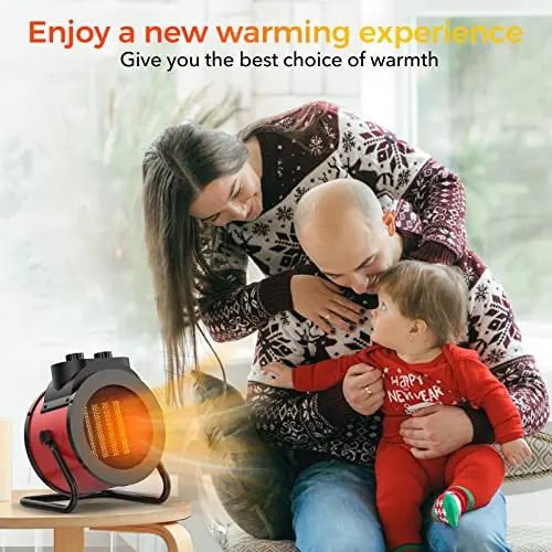 Elevoke Space Heaters for Indoor Use, 1500W PTC Electric Heater with 90°Adjustable Angle, Fast Safety Heat, Small Portable Heater for Office Home (Red) 7