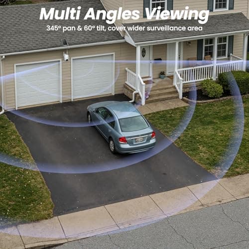 2K Cameras for Home Security-2.4G WiFi Outdoor Camera Wireless Solar/Battery Powered with solar panel, 360° Viewing, AI Human Detection, Color Night Vision, with SD Storage, Works with Alexa(2 Pack) 9
