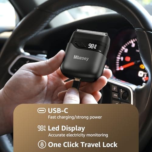 Mbzoey Electric Foil Shavers for Men: Mini Electric Razor for Face - IPX7 Waterproof Cordless Razor with LED Display & Fast Charge - Micro-Comb Technology & Precision Blades 8