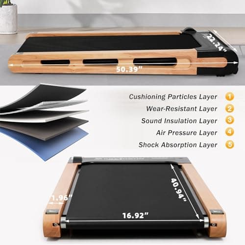 Under Desk Treadmill for Home Office, High Grade Wood Running Walking Pad with Remote Control LED Display, 2.5HP Exercise Jogging Machine, 265lbs Max Weight 8